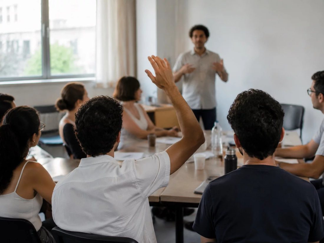 Mesa vista de cima com um diagrama de raciocínio riscado à mão
