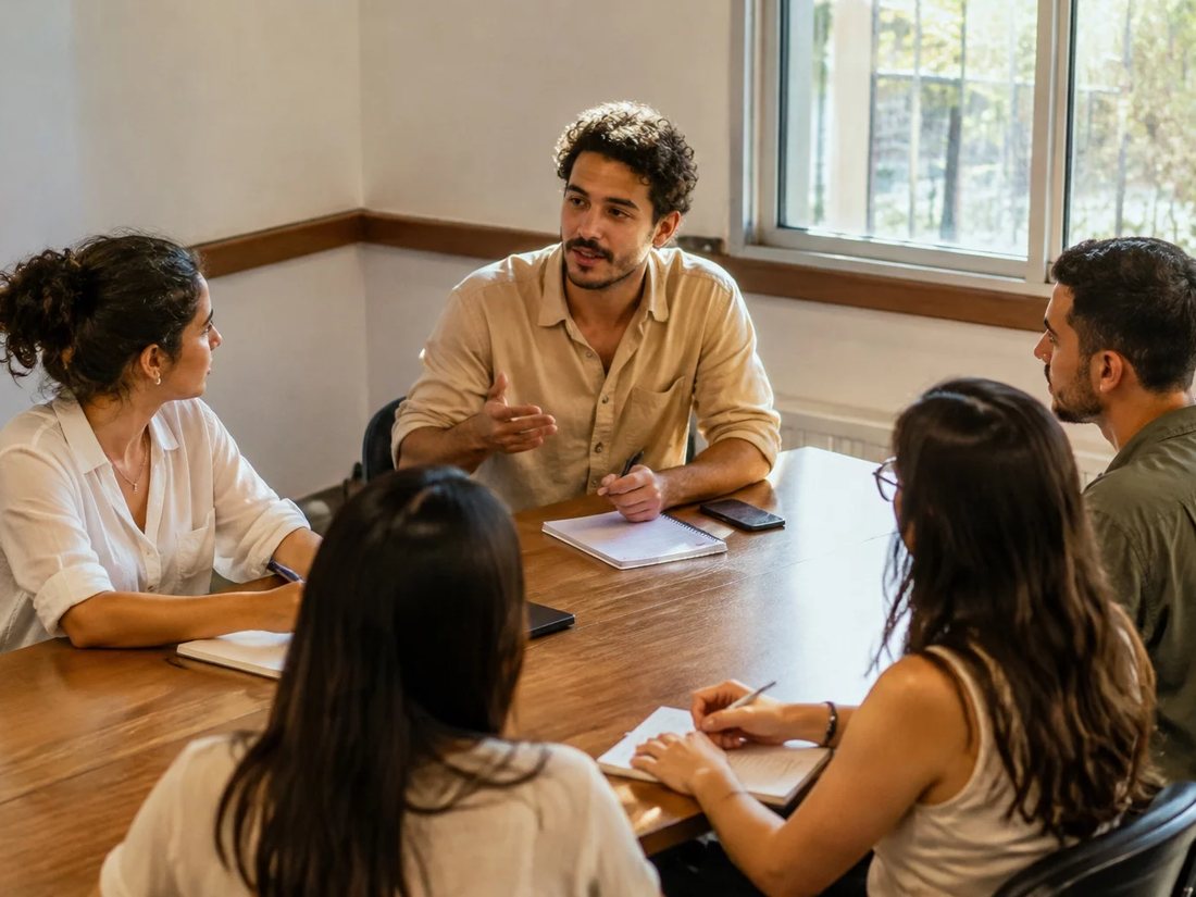 Colegas de mochila conversando no corredor antes de entrar na sala